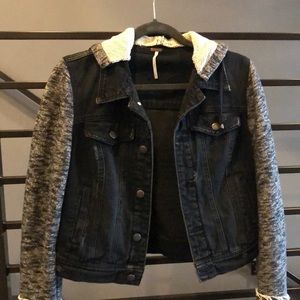Free people black denim jacket